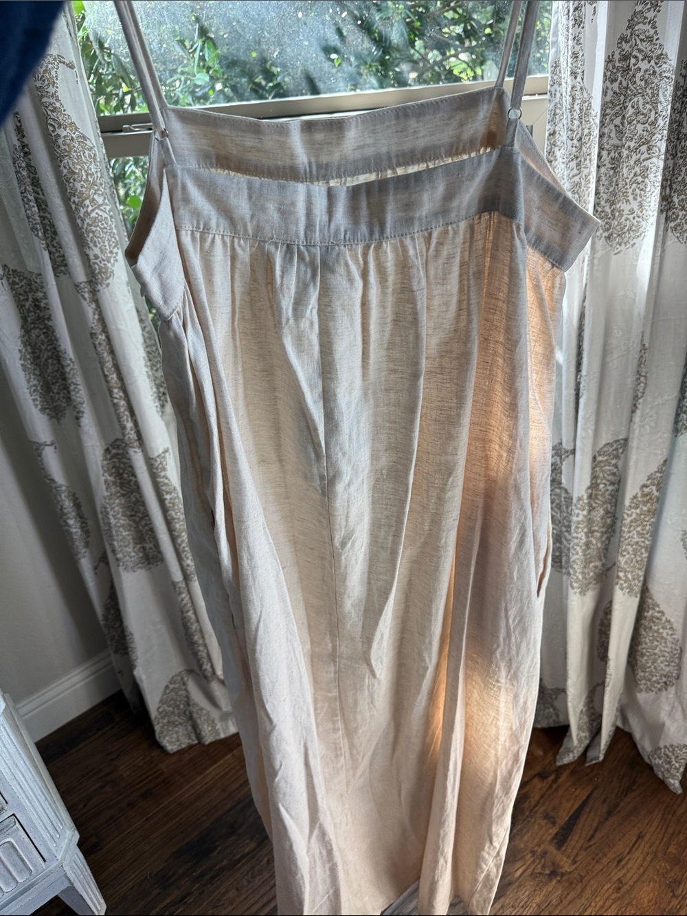 Light Cream Maxi Linen-Style Sundress Skirt - Picture 9 of 10